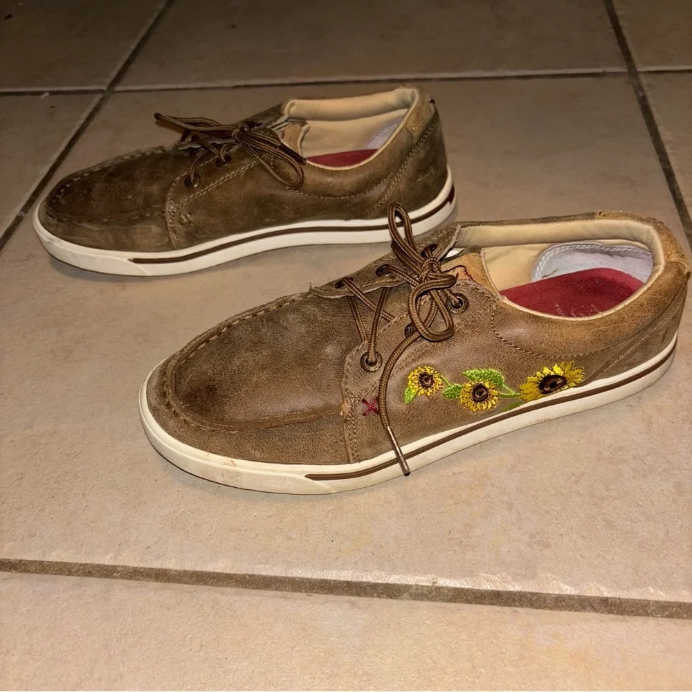 Goldenroot Twisted X Kicks Bomber Sunflower Embroidery casual western leather